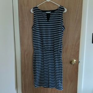 Weathered navy and white stripe Athleta dress M